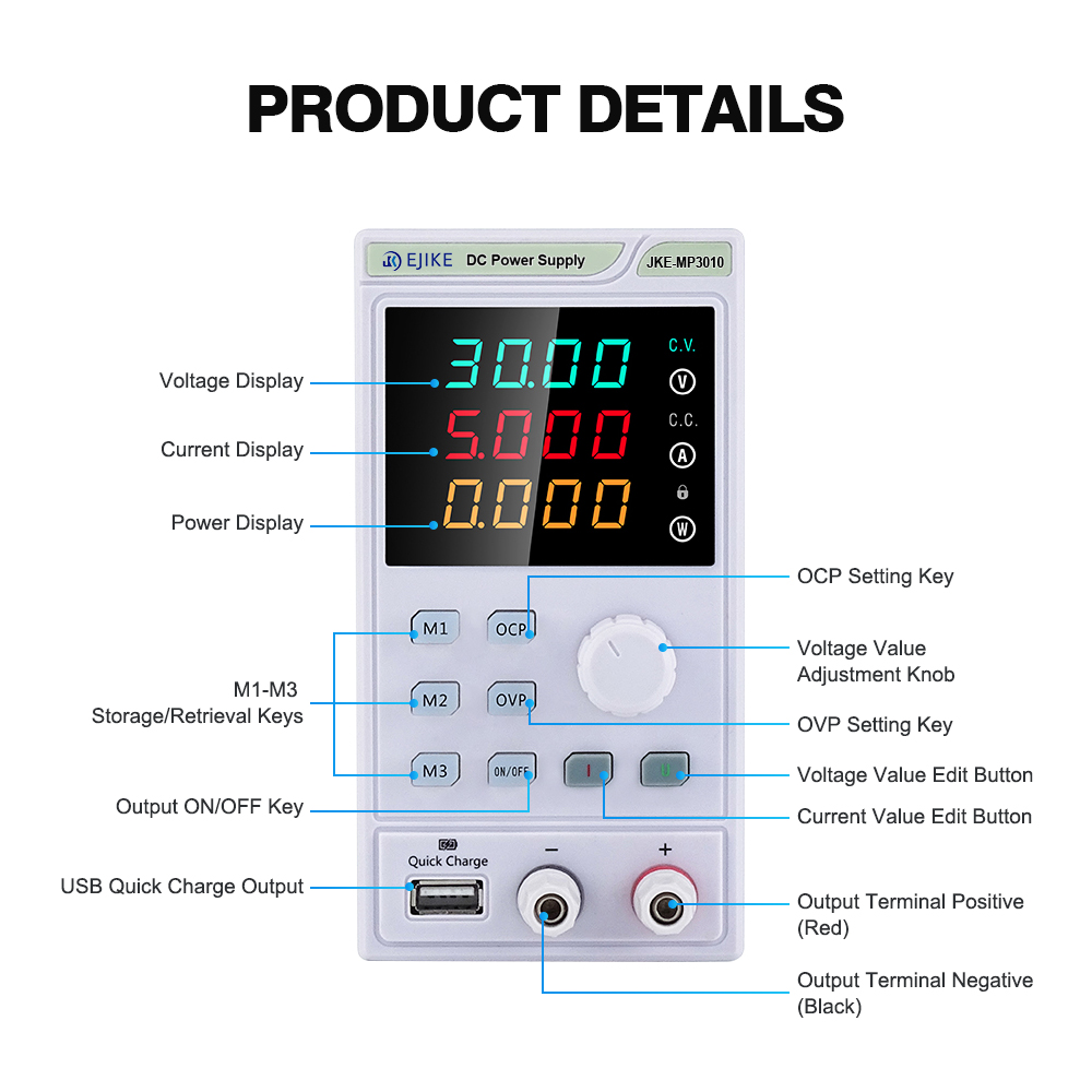 EJIKE DC Power Supply 300W Pro - Programmable Dc Power Supply 30V 10A 评论和价格